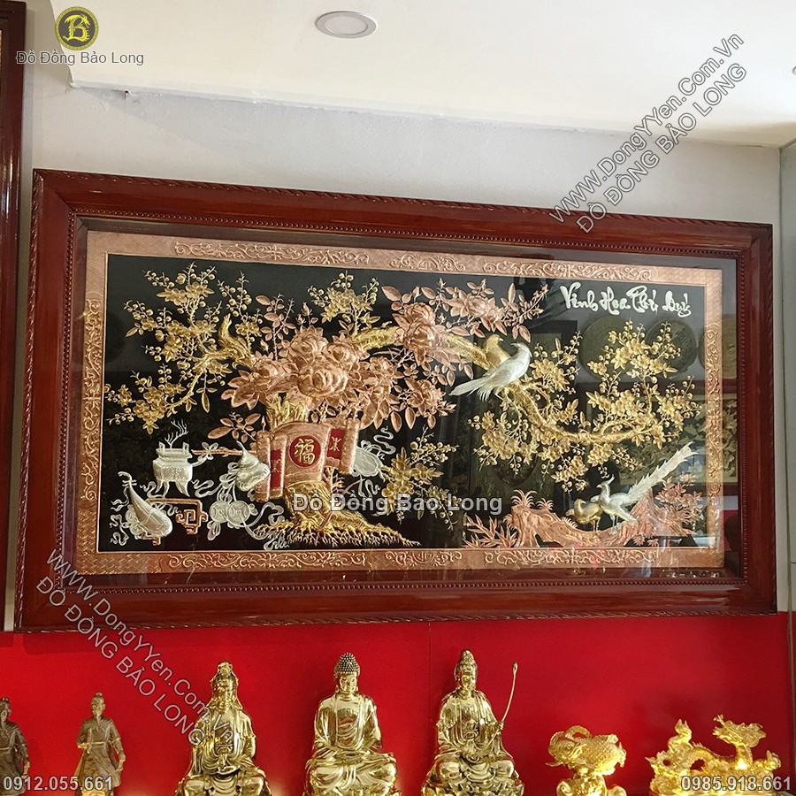 Tranh Đồng Vinh Hoa Phú Quý Mạ Vàng, Mạ Bạc 2m31