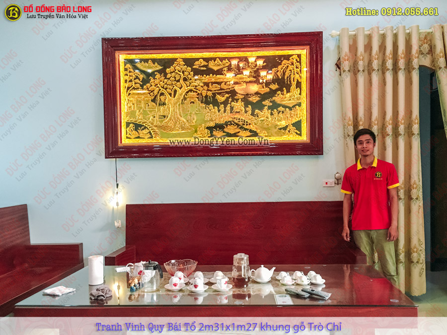 tranh vinh quy bái tổ 2m31x1m27 cho khách sóc sơn