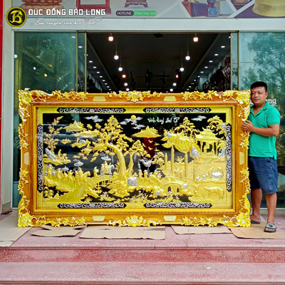 Tranh Đồng Vinh Quy Bái Tổ Dát Vàng, Bạc 2m62x1m55
