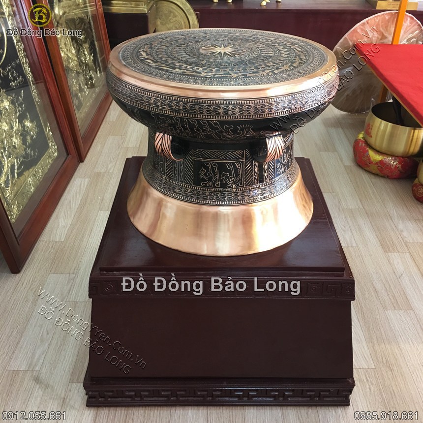 trống đồng đông sơn màu đen vàng 50cm
