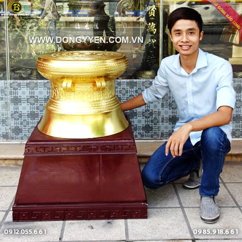 Trống Đồng Ngọc Lũ Dát Vàng 9999 50cm