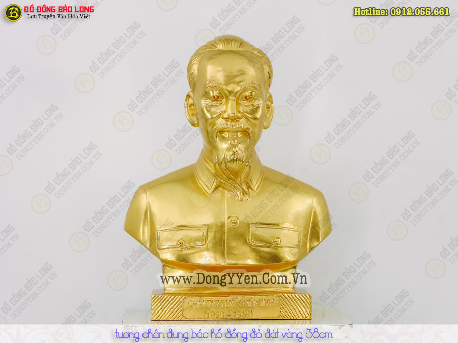 tượng bác hồ 38cm dát vàng 
