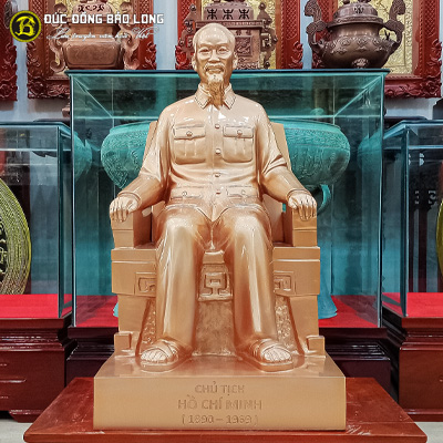 Tượng Bác Hồ Ngồi Ngai Bằng Đồng Cao 69cm Đúc Thủ Công
