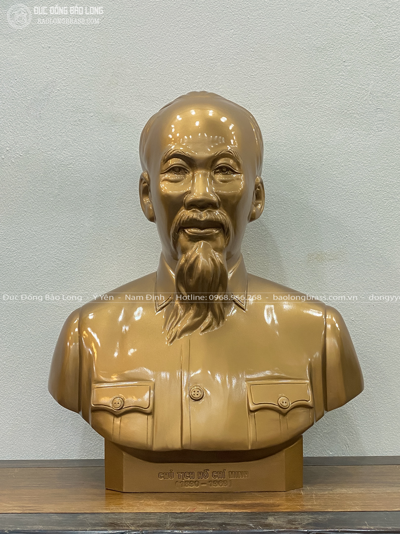 tượng bán thân bác hồ bằng đồng đỏ cao 56cm