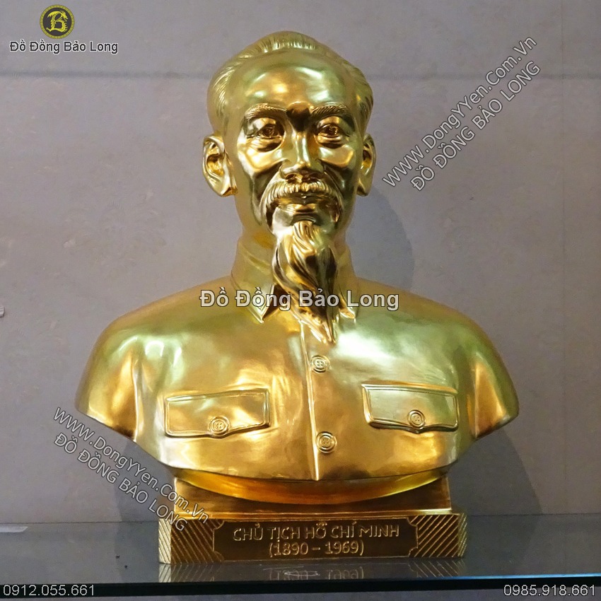 Tượng Chân Dung Bác 50cm Dát Vàng