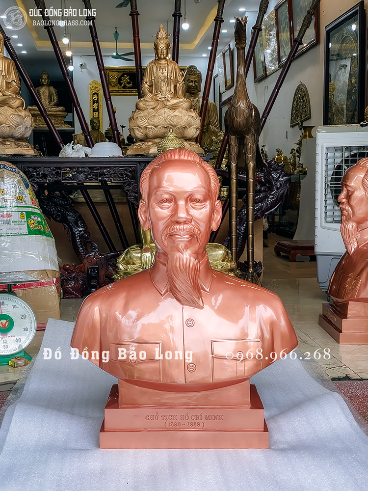 Tượng Đồng Bác Hồ để bục bán thân cao 89cm