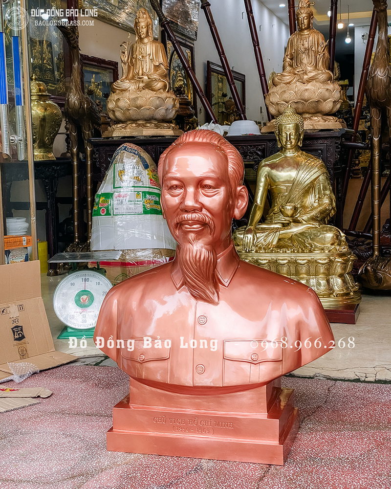Tượng Đồng Bác Hồ để bục bán thân cao 89cm