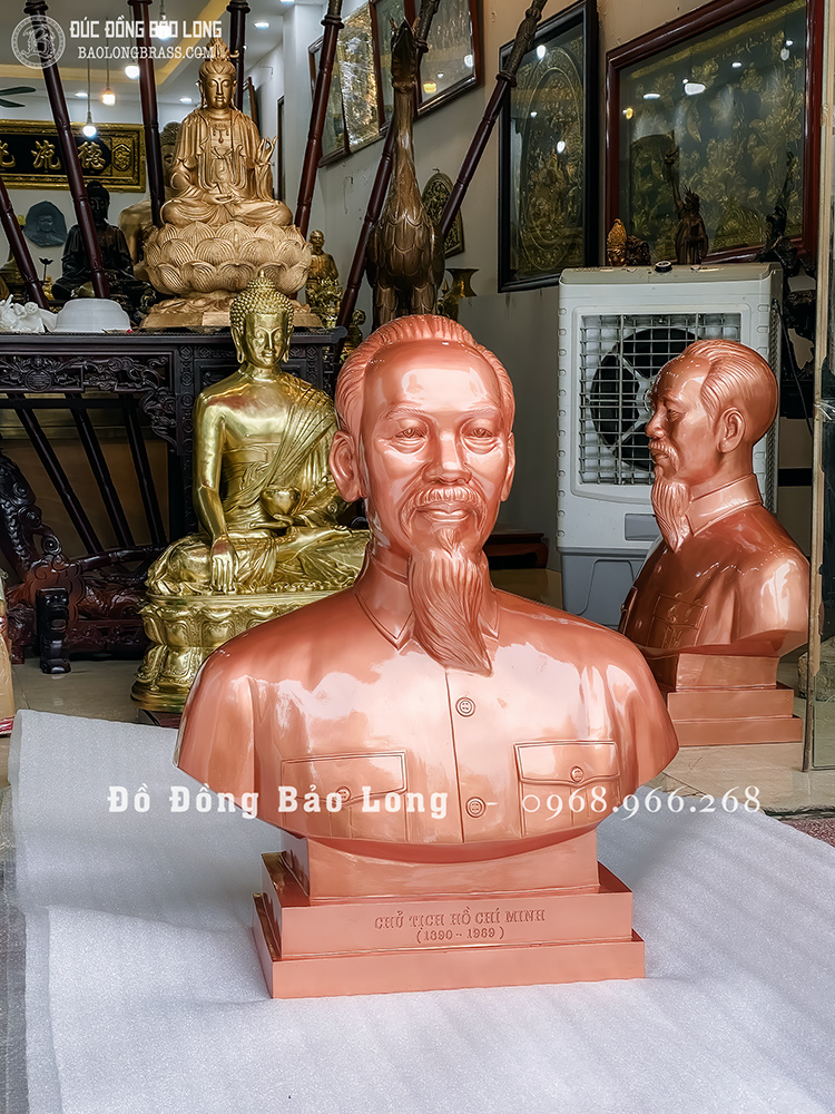 Tượng Đồng Bác Hồ để bục bán thân cao 89cm