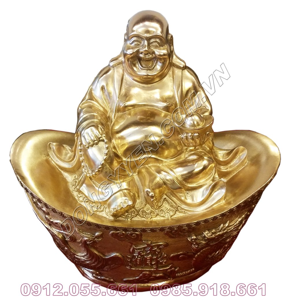 tượng đồng di lạc ngồi trên thỏi vàng