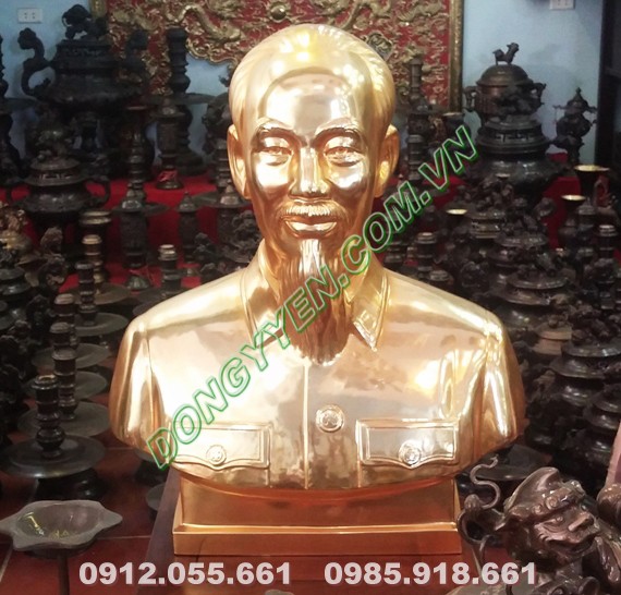 Tượng Chân Dung Bác Hồ Mạ Vàng 24K