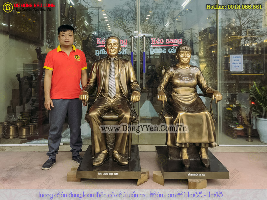 đúc tượng chân dung toàn thân cho cô chú tuấn mai