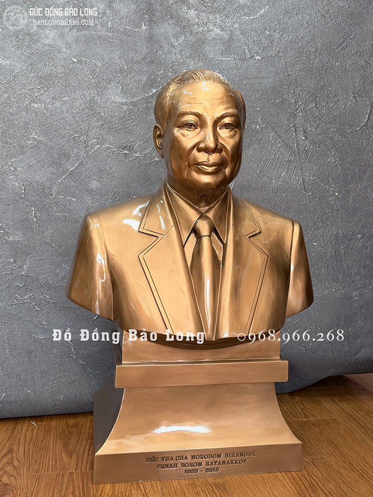 Tượng Quốc Vương Sihanouk bằng đồng đỏ cao 81cm