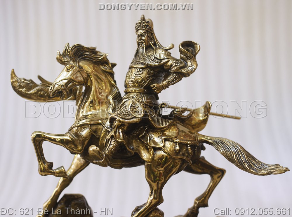 tượng quan công cưỡi ngựa đúc bằng đồng thau