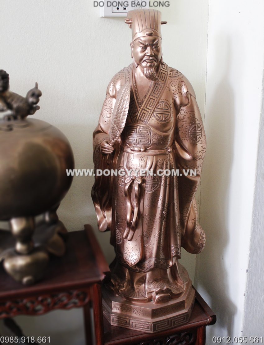 Tượng Gia Cát Lượng - Khổng Minh Bằng Đồng Đỏ
