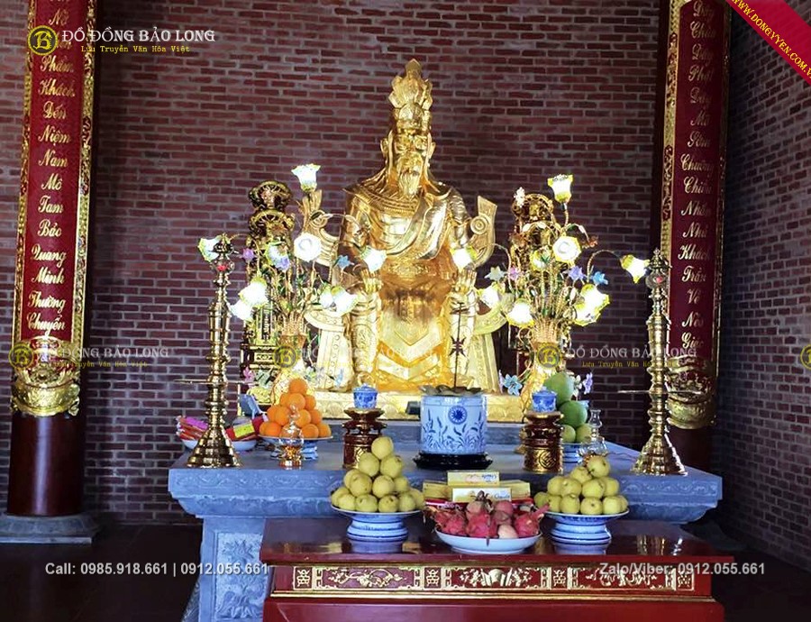 đúc tượng vua hùng quốc tổ lạc long quân bằng đồng dát vàng 9999