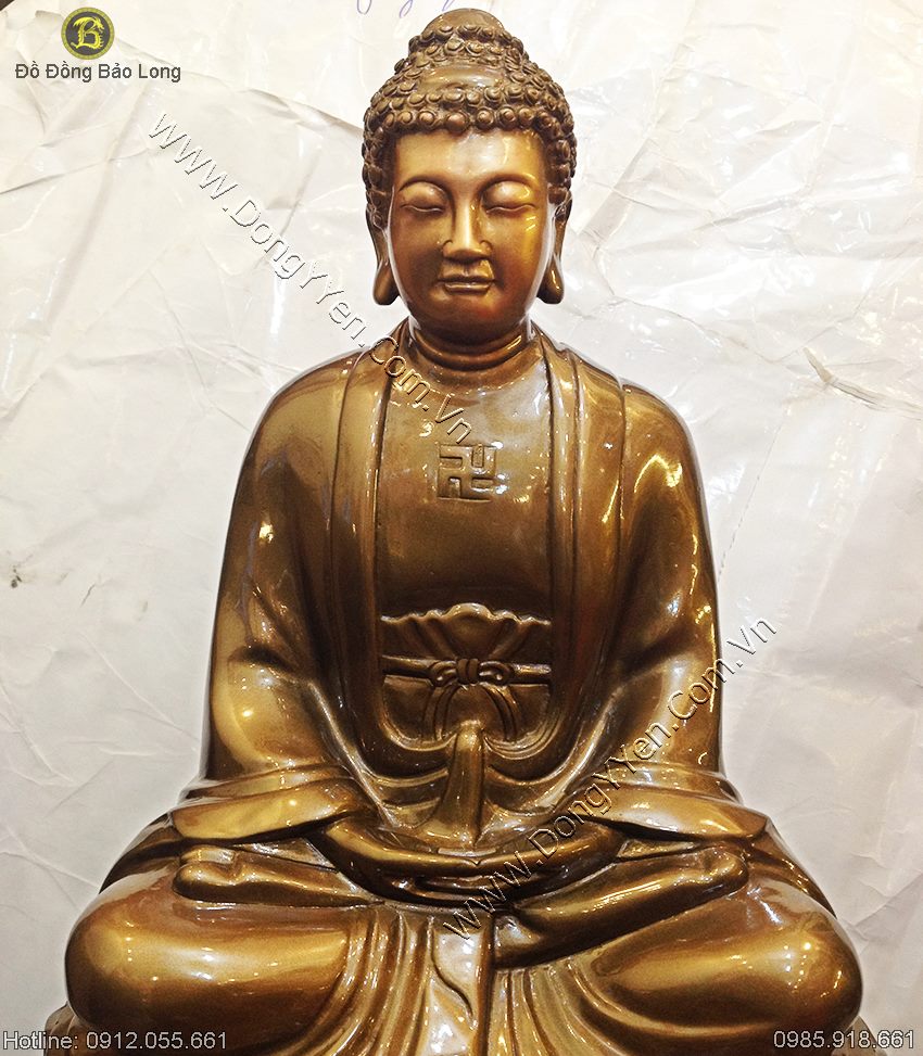 Tượng Phật A Di Đà Bằng Đồng Đỏ 42cm