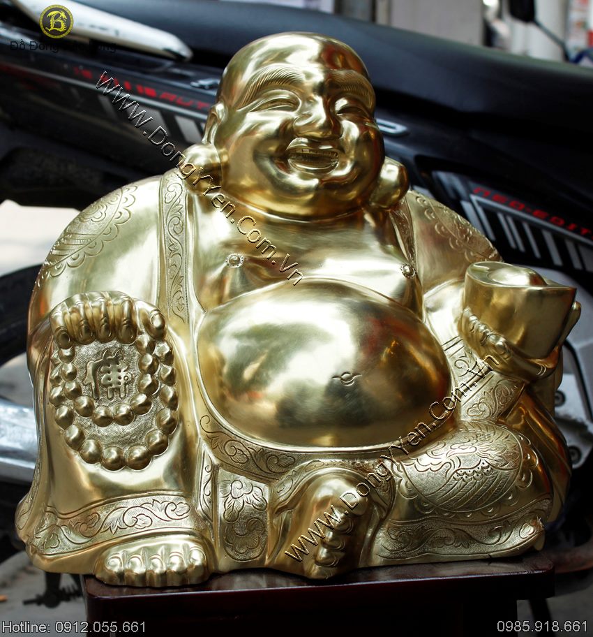 Tượng Phật Di Lặc Bày Phòng Khách Bằng Đồng Cát Tút 35cm