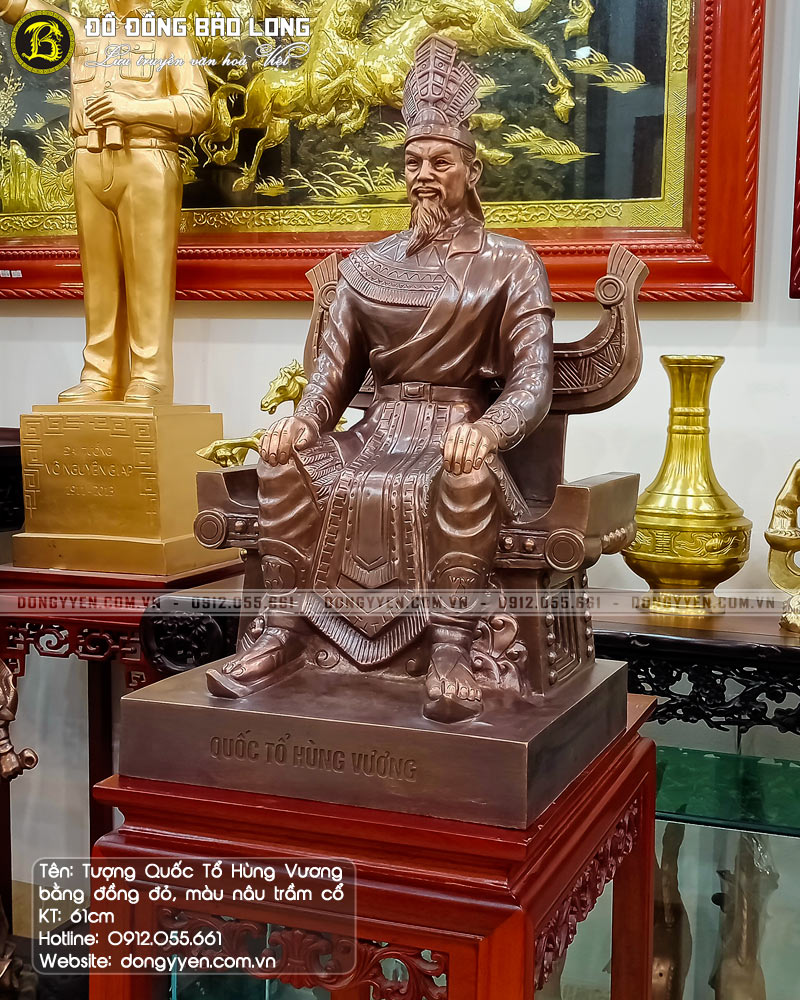 tượng quốc tổ hùng vương bằng đồng đỏ màu giả cổ