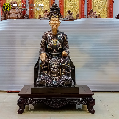 Tượng Thành Hoàng Làng Khảm Vàng Bạc Đồng Cao 97cm