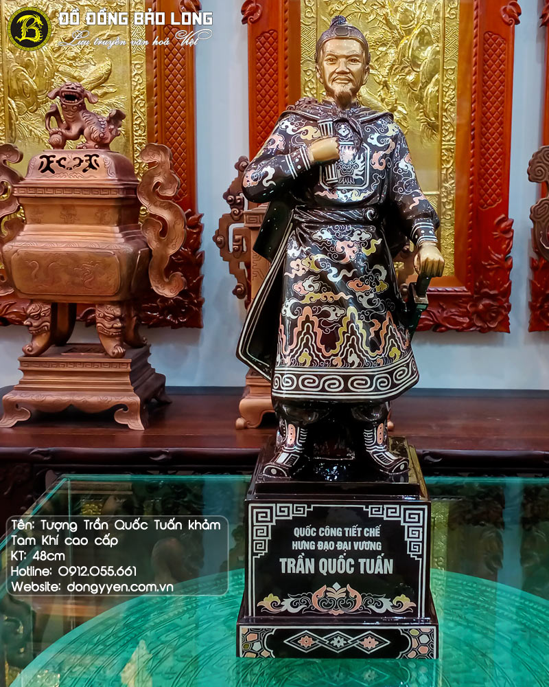 tượng trần quốc tuấn bằng đồng khảm tam khí
