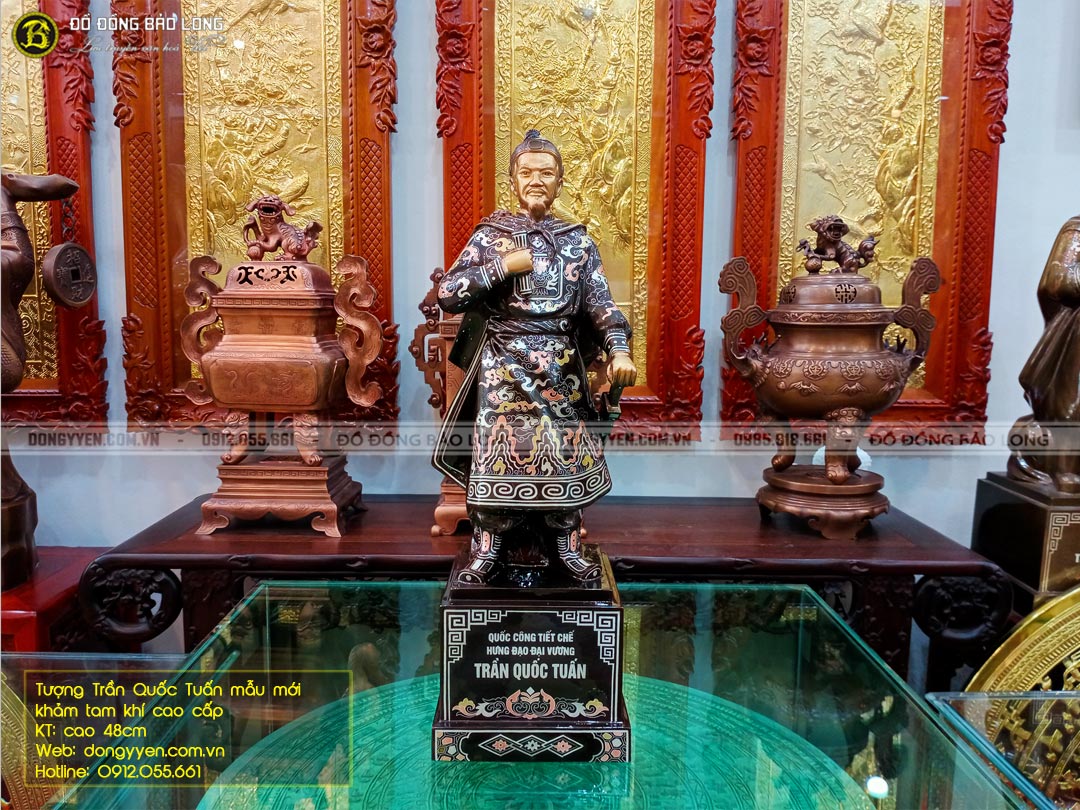 tượng trần quốc tuấn bằng đồng khảm tam khí