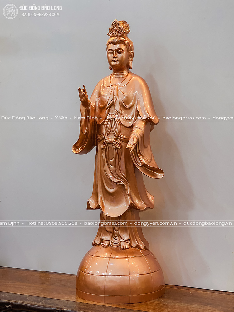 Tượng Địa Mẫu Bằng Đồng Đỏ Cao 81Cm