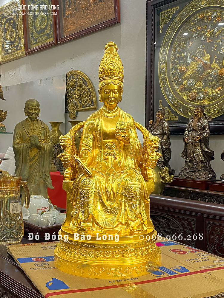 Tượng Đồng Mẫu Cửu Trùng Thiên Dát Vàng 24K Cao 69Cm