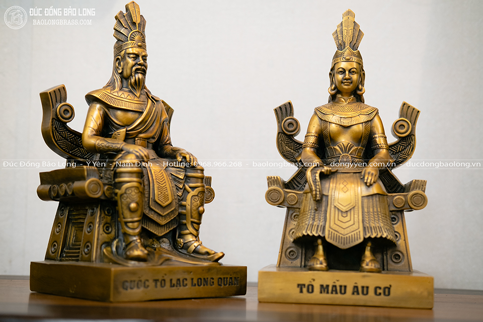 Tượng đồng Mẹ Âu Cơ cao 28cm Màu trầm cổ