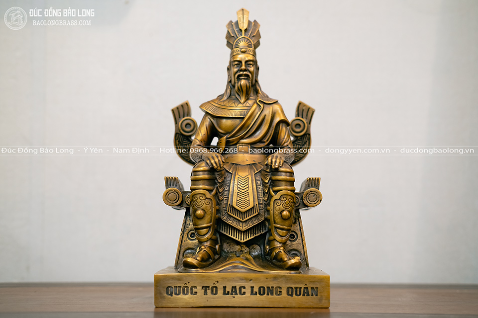 Tượng Đồng Quốc Tổ Lạc Long Quân Cao 28Cm Màu Trầm Cổ