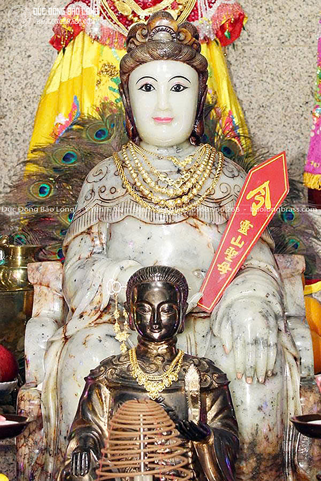 Tượng Linh Sơn Thánh Mẫu Bằng Đồng Đỏ Cao 61Cm