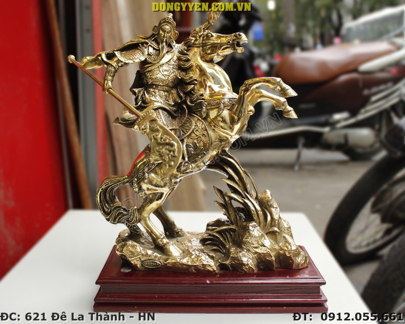 Tượng Quan Vân Trường Cưỡi Ngựa Bằng Đồng Cao 40cm