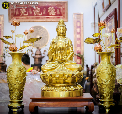 Tượng Phật Bà Quan Âm bằng đồng Catut chiều cao 81cm 
