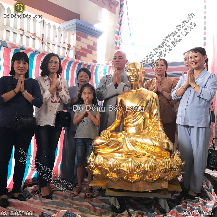 Đúc Tượng Phật Hoàng Trần Nhân Tông 1m27 Dát Vàng 9999