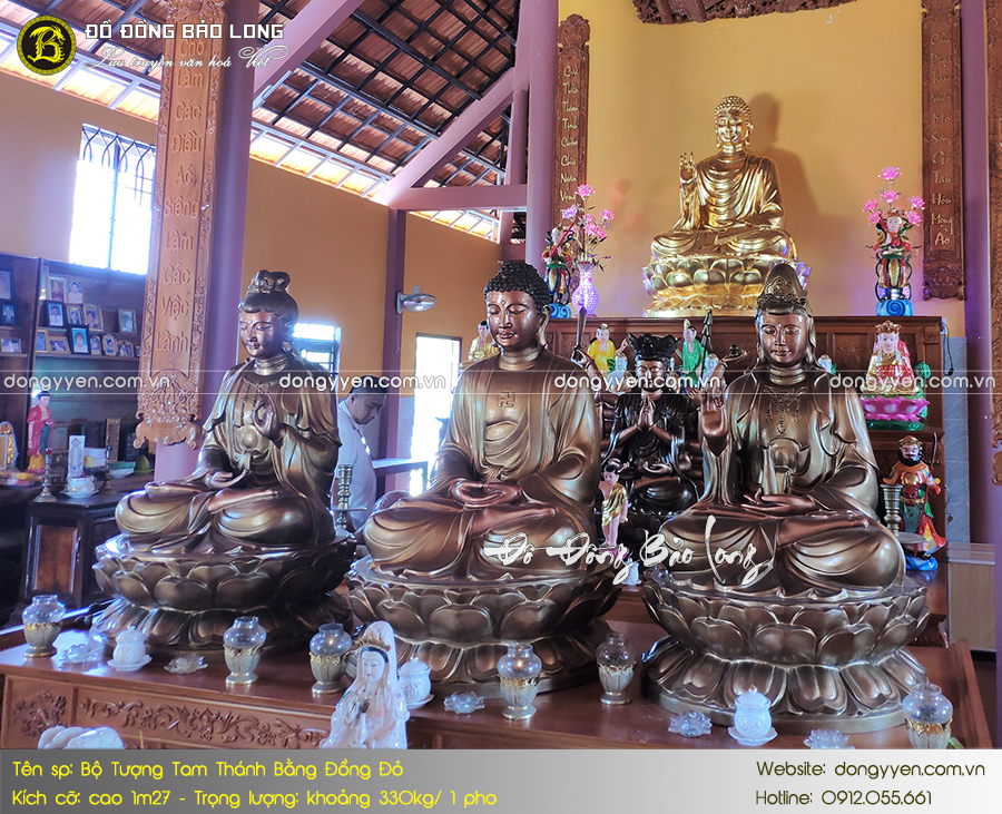 bộ tượng tây phương tam thánh bằng đồng đỏ