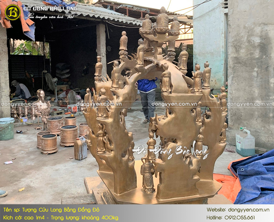 bộ tượng Cửu Long bằng đồng đỏ