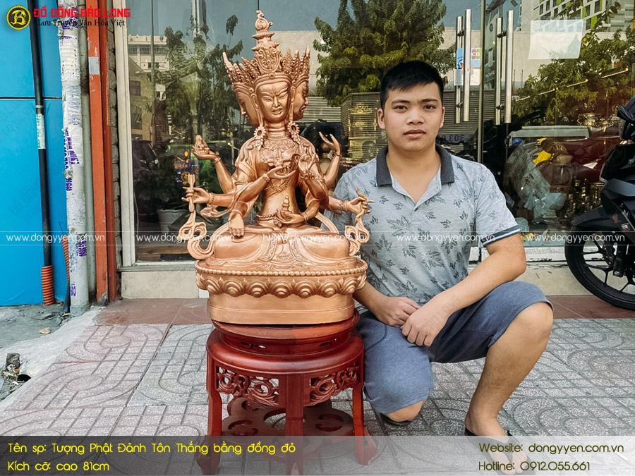 tượng phật đảnh tôn thắng bằng đồng cao 81cm
