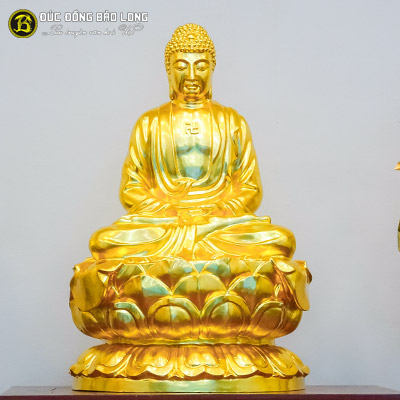 Tượng Phật A Di Đà bằng đồng dát vàng 9999 cao 56cm