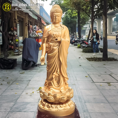 Đúc Tượng Phật A Di Đà đứng bằng đồng đỏ cao 1m