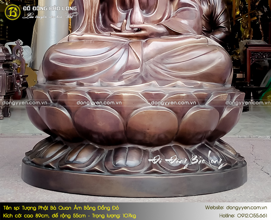 tượng phật bà quan âm bằng đồng màu giả cổ cao 89cm