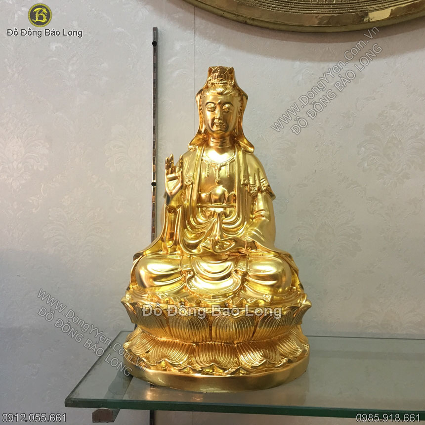 Tượng Phật Bà Quan Âm Thếp Vàng 39cm