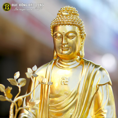 Tượng Phật Dược Sư Dát Vàng 9999 Cao 48cm