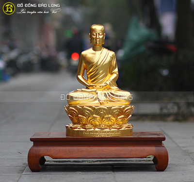 Tượng Phật Hoàng Trần Nhân Tông dát vàng 9999  cao 50cm