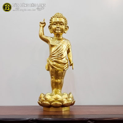 Tượng Phật Thích Ca Đản Sinh đồng catut cao 50cm