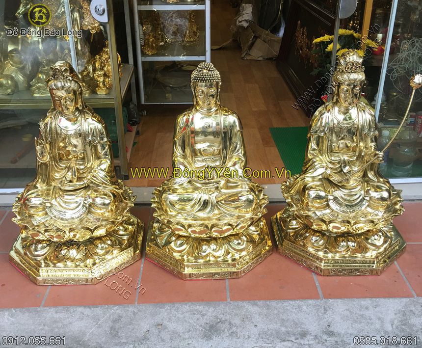 tượng tam thánh tây phương bằng đồng 68cm