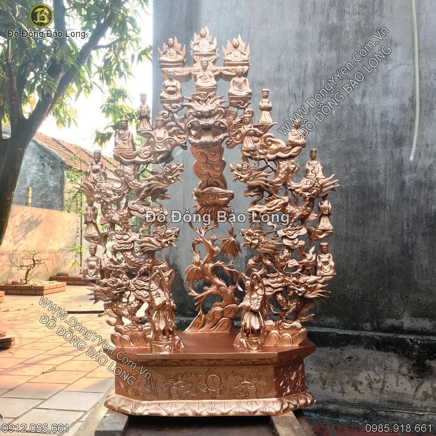 tòa cửu long cao 1m4 bằng đồng đỏ