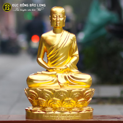 Tượng Phật Hoàng Trần Nhân Tông dát vàng 9999  cao 50cm