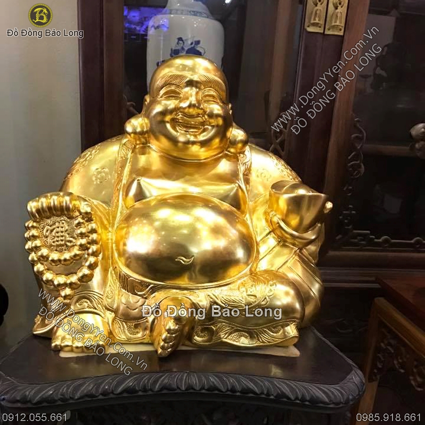 Tượng Phật Di Lặc Ngồi Dát Vàng 35cm