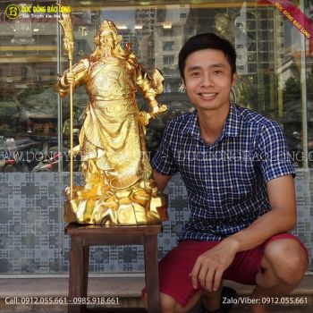 Tượng Quan Công Bằng Đồng Cao 69cm Dát Vàng 9999