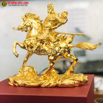 Tượng Quan Công Cưỡi Ngựa bằng đồng dát vàng cao 23cm