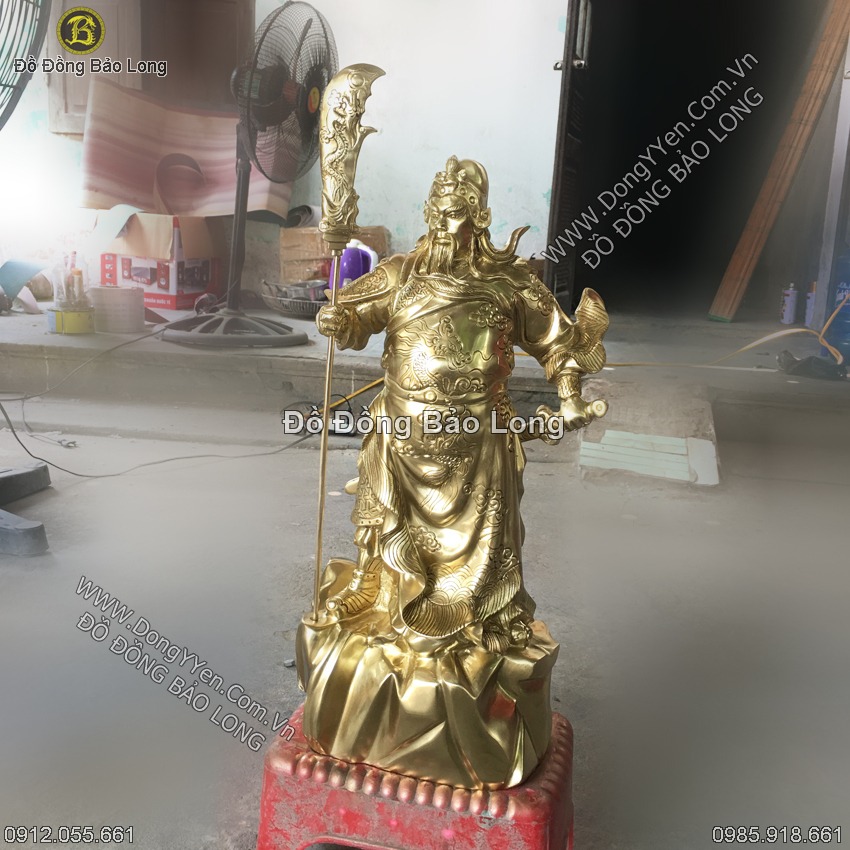 tượng quan công đứng bằng katut đồng 48cm